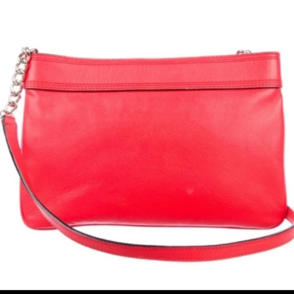 New Kate Spade Arica Primrose Hill Geranium Red Leather Bow Crossbody Clutch Bag